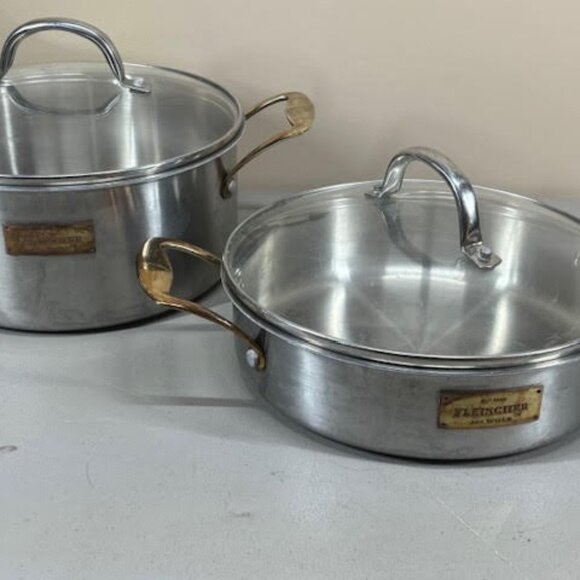 Fleischer and Wolf 10" frying pan 6Qt pot Lids Pro Grade Tri Ply Stainless Steel - Picture 2 of 7